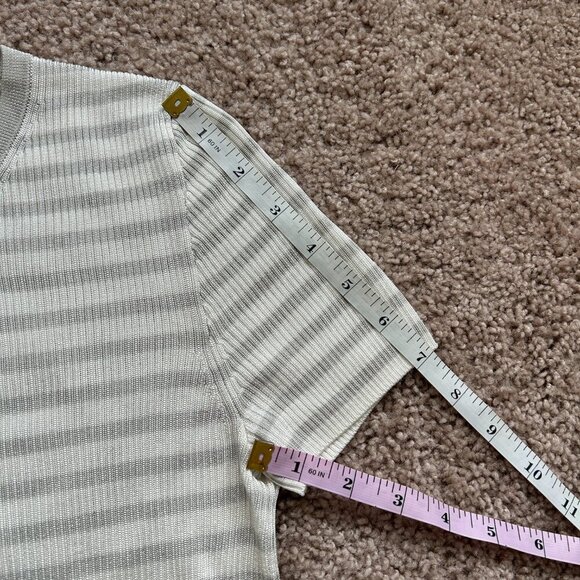 Madewell Monument White Gray Striped Micro-Rib Sweater Tee Size XXS - Picture 10 of 10